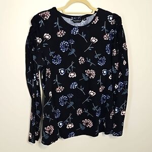 Dorothy Perkins black Floral long sleeve top size Euro 46 US 14 🎯